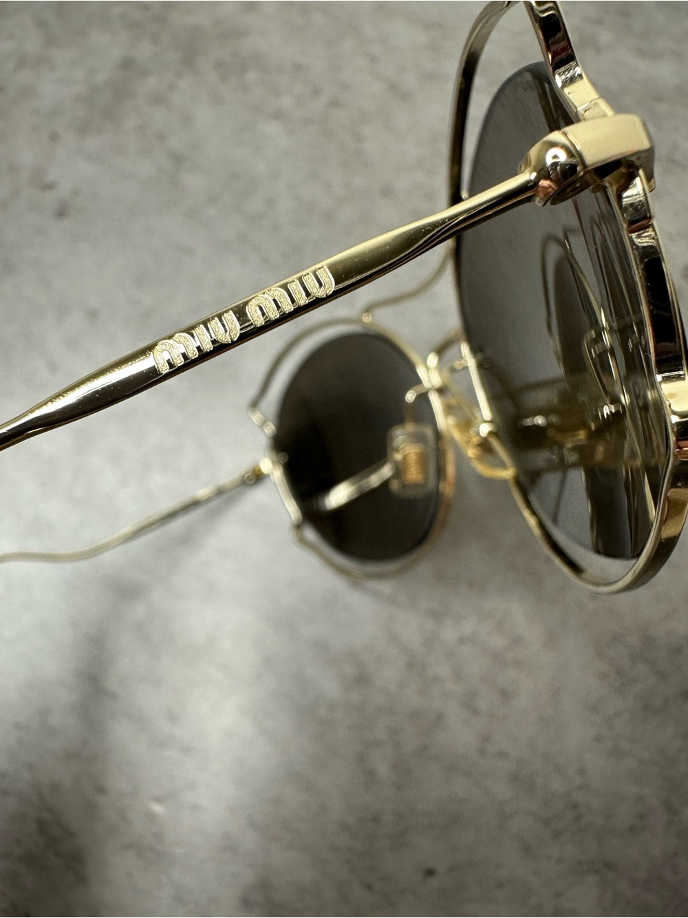 Miu Miu SMU 50S Scenique Gold Metal Oversized Round Sunglasses - Picture 9 of 9